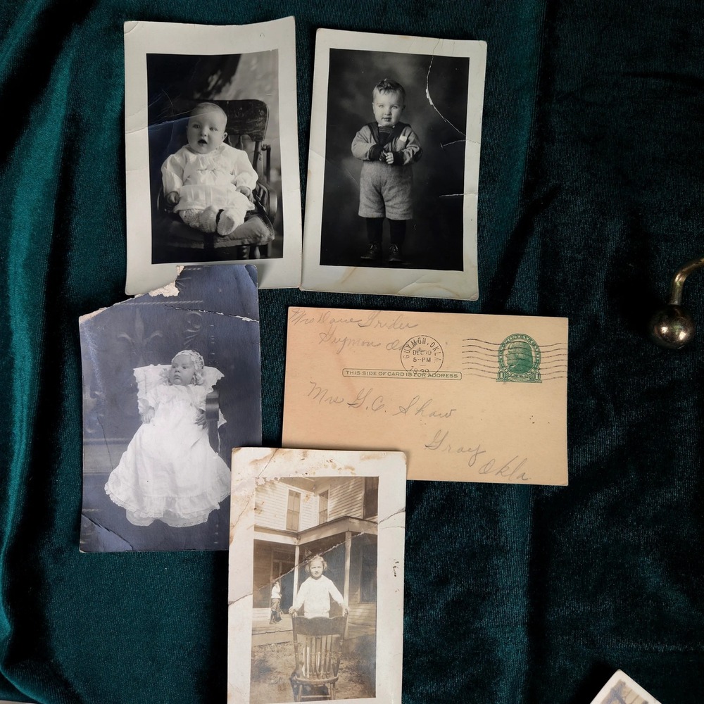Lot of 5 Vintage Children Baby Photos Postcards 1939 Postmark RPPC